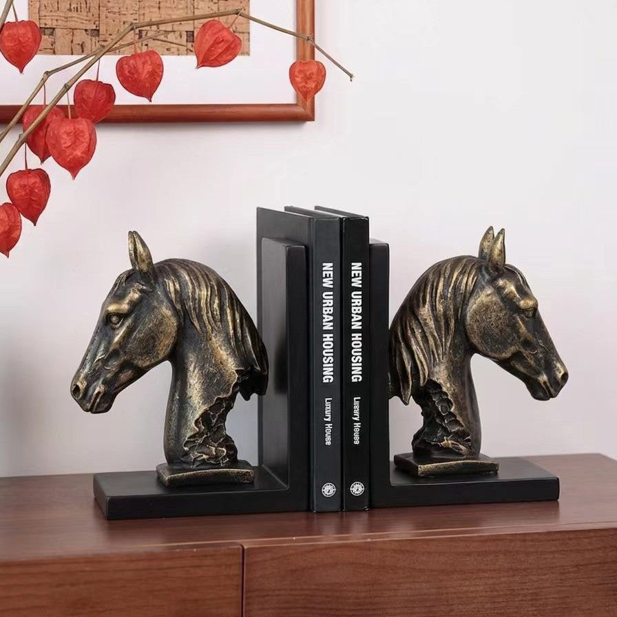Nordic Style Horse Head Bookends Decorative Ornaments for Office and Home