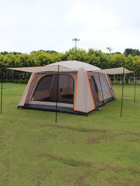 Outdoor Double-Layer Camping Tent with Two Rooms and One Hall, Waterproof Sunscreen Black Glue Coating for 4-12 Person