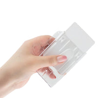 Clear Hard Plastic ID Card Holder for School, Bus, and Exhibition Badges