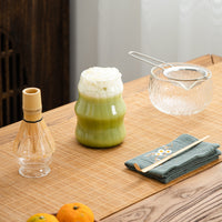 Japanese Style Glass Matcha Tea Set with Whisk and Stand, 7-Piece Kit