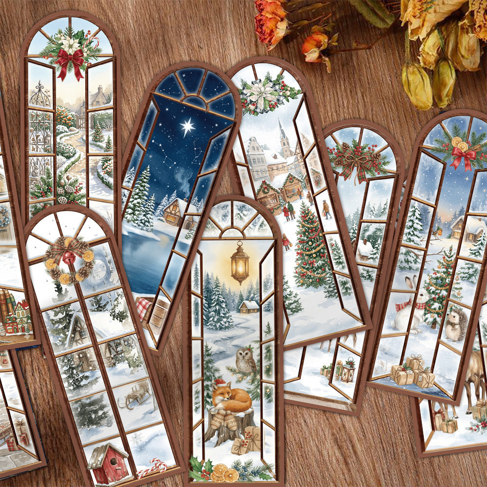 24-Pack Cartoon Christmas Bookmarks with Gift Box for Students