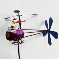 Outdoor Garden Rooster Helicopter Weathervane Ornament