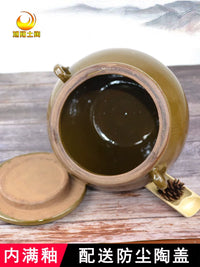 Ceramic Storage Jar with Lid for Kitchen Dry Goods, Chili Oil, Lard - Heat-Resistant, Thickened, Chinese Retro Style