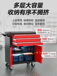 Heavy-Duty Rolling Tool Cart with Multiple Drawers and Top Lid for Workshop Garage