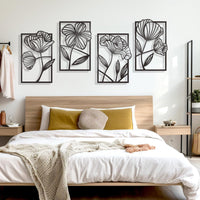 Metal Flower Wall Decor Set for Modern Home Decoration