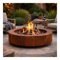 Weathering Steel Fire Pit Bowl Outdoor Wood Burning Fireplace