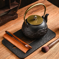 Cast Iron Teapot with Copper Handle and Lid, 1200ml Japanese Style Kettle for Boiling Water