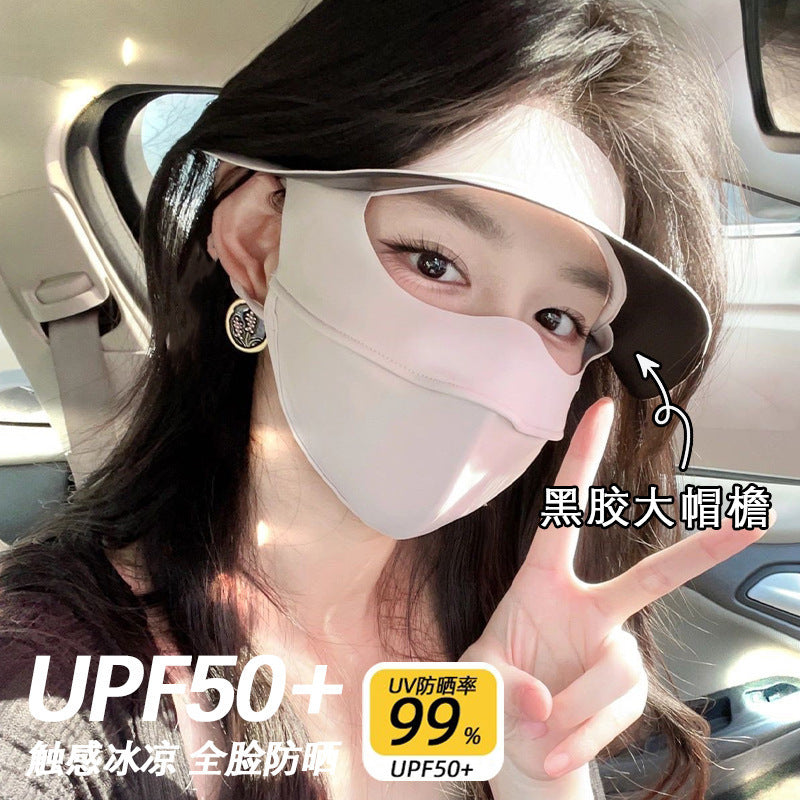 Full-Face Ice Silk UV Protection Mask with Neck Flap for Cycling and Sun Protection