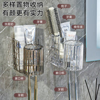 Wall-Mounted Toothbrush Holder with Tumblers, No-Drill Bathroom Organizer