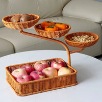 Multi-tier Fruit Basket with Decorative Stand for Living Room, Afternoon Tea, and Dried Fruit Display