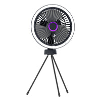 Portable USB Rechargeable Camping Fan with Tripod Stand and LED Light for Indoor/Outdoor Use