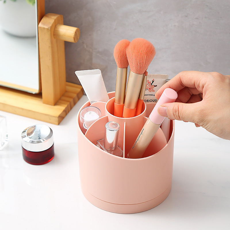 Rotatable Desktop Makeup Brush Holder Large Capacity Pen Organizer Eyeshadow Blush Eyebrow Pencil Storage Box for Students Women