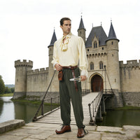 Men's Renaissance Victorian Ruffled Medieval Pirate Knight Halloween Costume Set