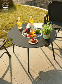 80cm Large Galvanized Steel Foldable Table for Tea Ceremony, Outdoor Picnic, BBQ - Versatile Use