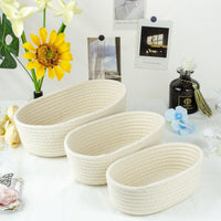 Cotton Rope Woven Storage Basket Nordic Style Oval Desktop Organizer