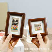 Solid Wood Mortise and Tenon Photo Frame Walnut Golden Sandalwood Rounded Corner Mini Desktop Display