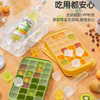 Press-Type Ice Cube Mold with Lid, Food-Grade Ice Tray for Homemade Ice Cubes, Refrigerator Freezer