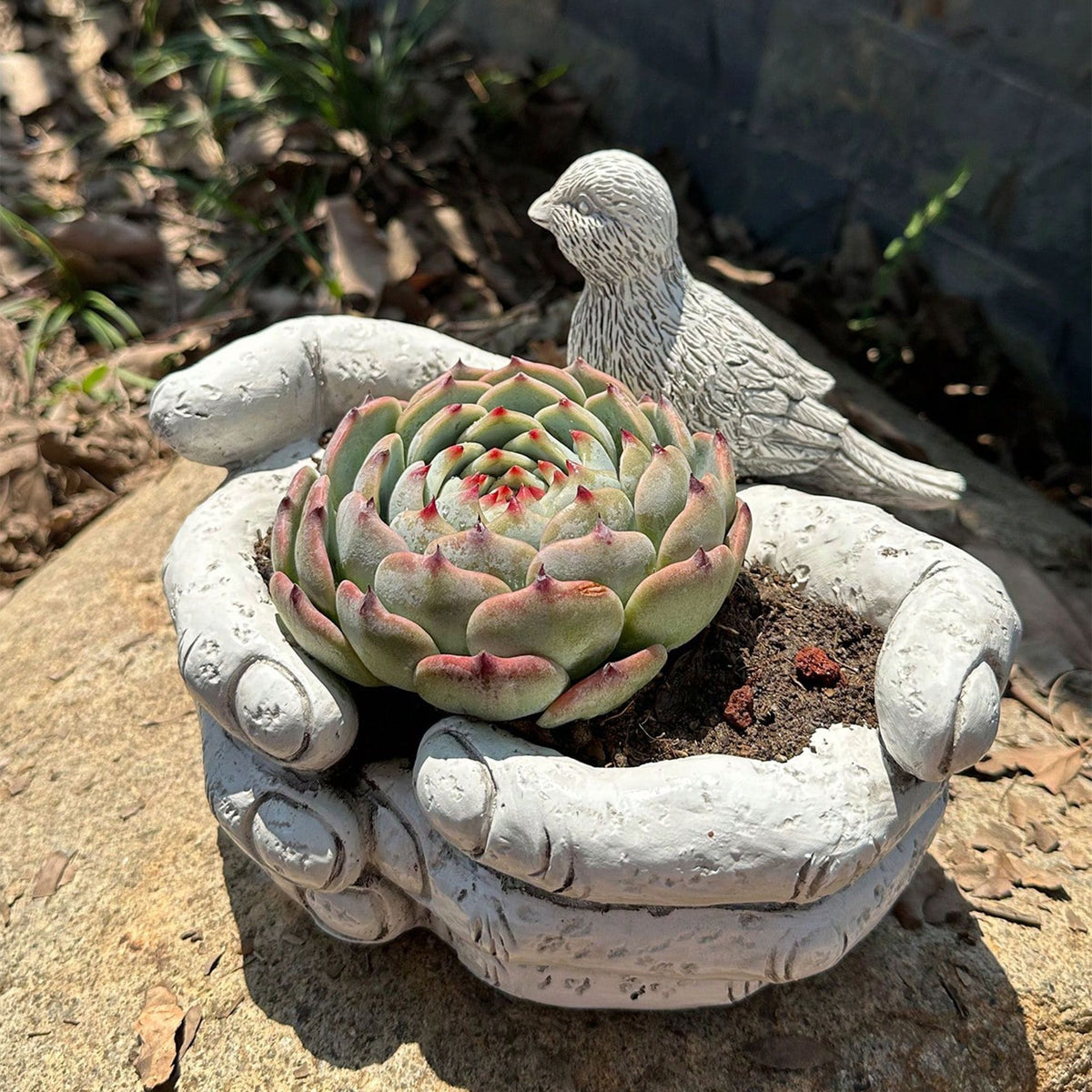 Decorative Stone Effect Bird Bath Feeder for Garden & Outdoor Decor