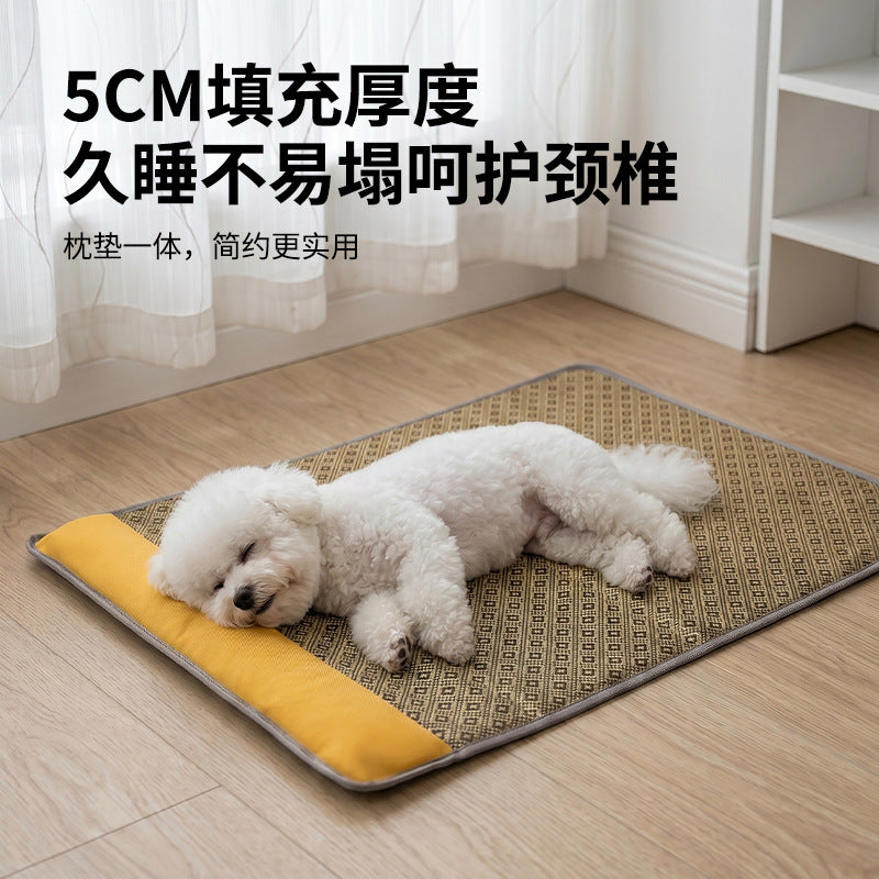 Pet Cooling Rattan Mat Foldable Portable for Cats and Small to Medium Dogs