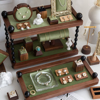 Vintage Green Velvet Jewelry Display Stand Multi-layer Storage for Bracelets Rings Necklaces