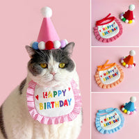 Pet Birthday Party Hat and Bib Set for Dogs and Cats - First Birthday Celebration Decoration