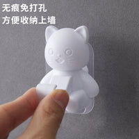 Cute Cat Wall Hooks Self-Adhesive Punch-Free for Bathroom Bedroom Door Back Coat Hat Storage