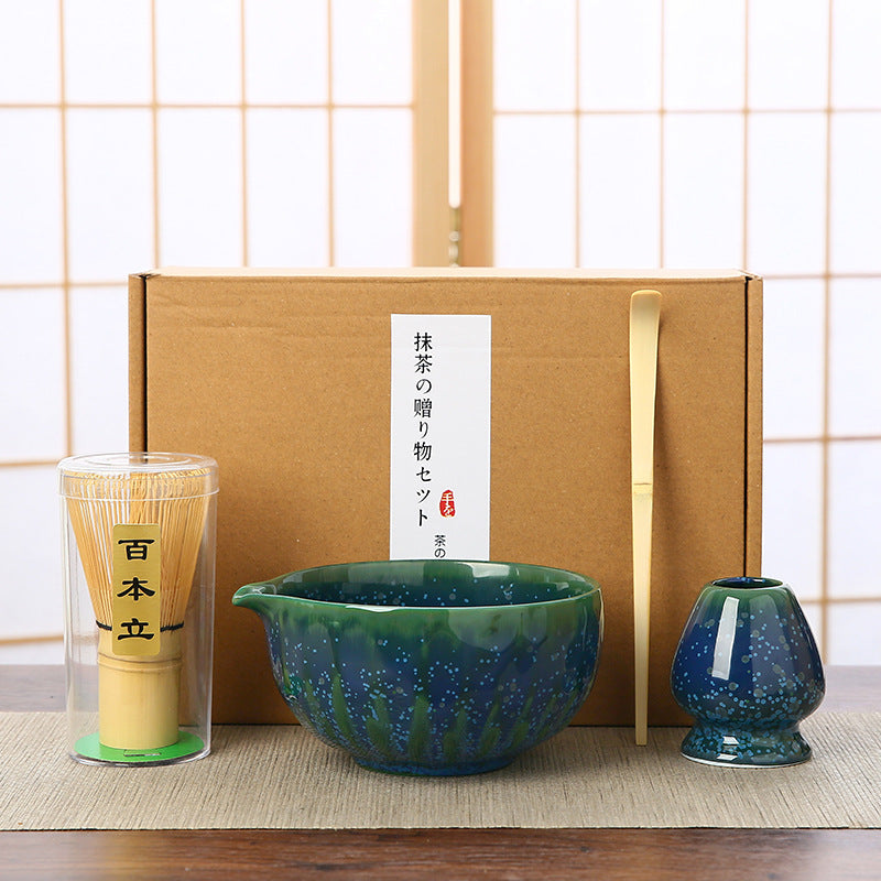 Matcha Bowl and Whisk Set with Stand, Traditional Japanese Tea Ceremony Kit