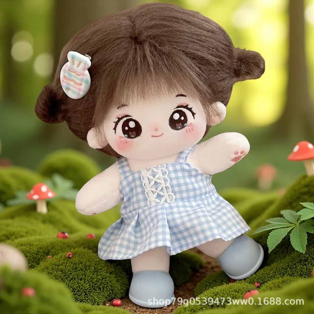 20cm Cotton Doll Outfit Plaid Dress for Plush Dolls