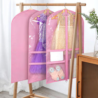 Kids' Pink Garment Bag with Zipper, Dance Performance Costume Dust Cover, Thick Non-Woven Fabric