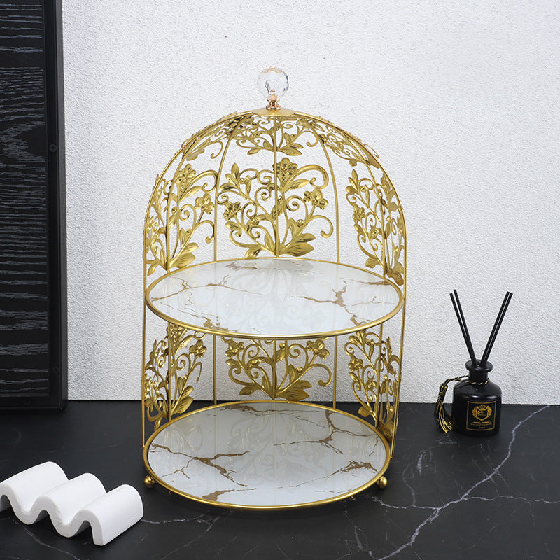 Middle Eastern Style Iron Art Birdcage Multi-layer Cake Display Stand Vanity Cosmetic Organizer
