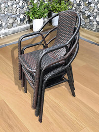 Rattan Woven Armchair for Outdoor and Indoor Use, Heavy-Duty Anti-Tip Design