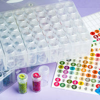 Diamond Painting Storage Box with Round Bottles and DMC Color Labels