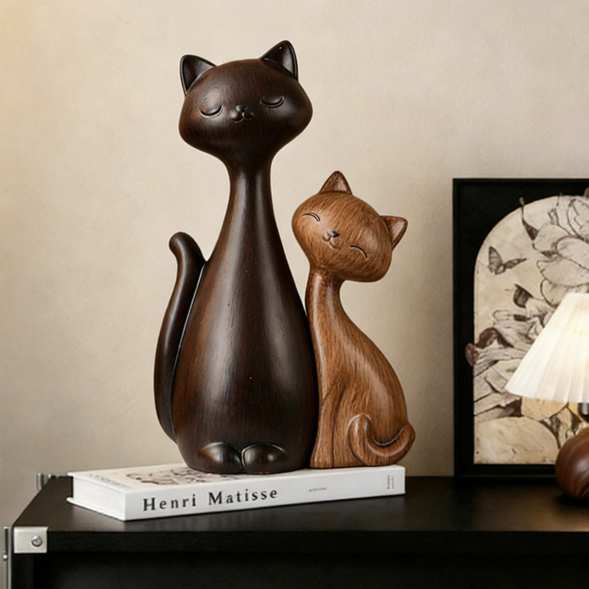 Vintage Cat Couple Figurines for Home Decor, Mid-Century Style Entrance Living Room TV Cabinet Wine Cabinet Ornaments