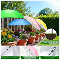 Outdoor Garden Plant Sunshade Umbrella with Shepherd Hook Ground Stake, Waterproof UV Protection Windproof