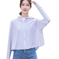Women's UV Protection Cape with Large Brim Hood, Ice Silk Thin Cooling Shawl