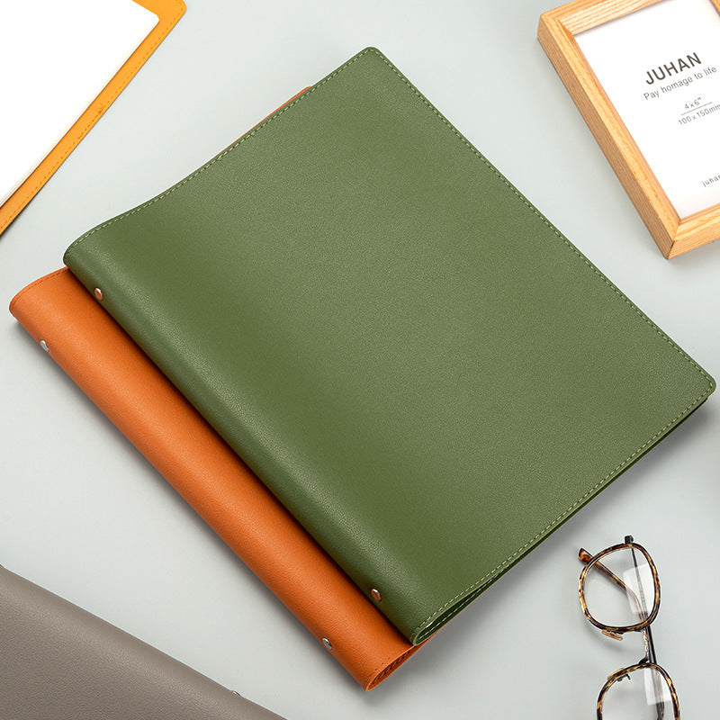 Soft Leather A5/B5 Loose-Leaf Notebook with Detachable Buckle Ring Binder