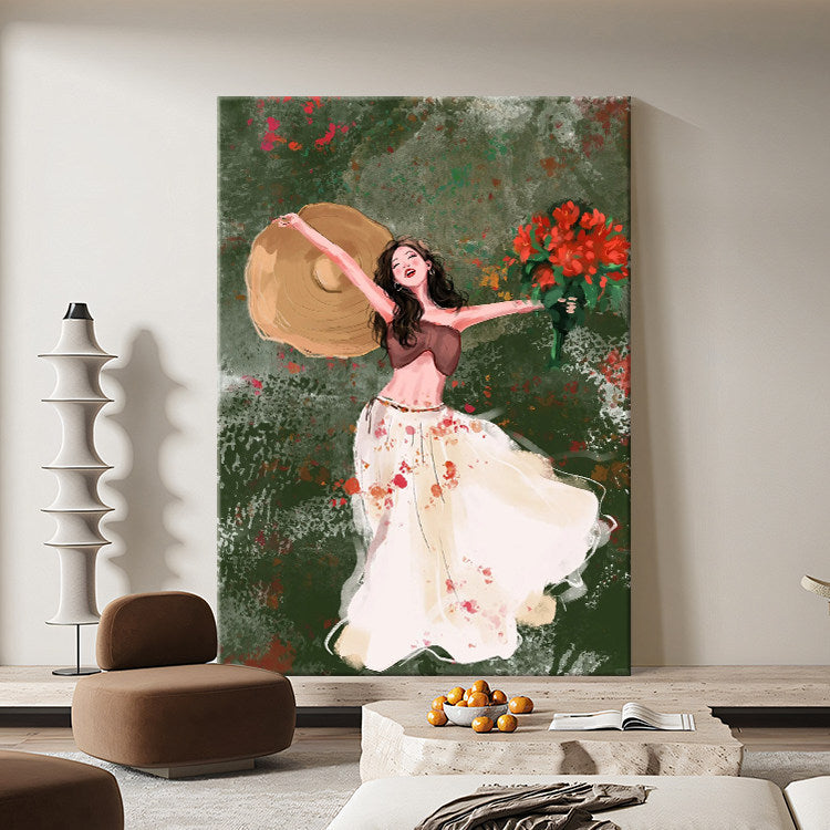 Vintage American Style Oil Painting for Living Room Sofa Background Wall Decor