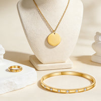 Women's Stainless Steel Rhinestone Ring, Bracelet & Necklace Set
