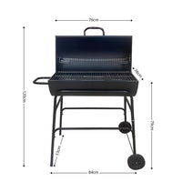 Large BBQ Grill with Side Shelf and Roasting Rack for Home and Park Use, Charcoal Smoker and Roaster