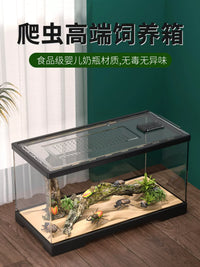 Reptile Terrarium for Geckos, Lizards, and Hermit Crabs - Transparent Habitat with Optional Accessories