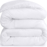 All-Season White Hotel-Style Fiber Duvet Insert, 300GSM Square Quilted Comforter