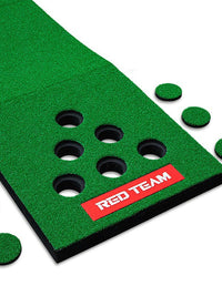 FG Indoor Outdoor Golf Putting Green Mat with Slope and Multiple Holes, Portable Golf Practice Game for Family Fun