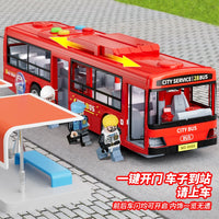 Large Inertia City Bus Toy with Traffic Light for Kids