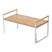 Kitchen Countertop Storage Rack with Bamboo Board, Dish Drainer, Spice Organizer, Cabinet Shelf, Under-Sink Storage
