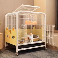 Large Indoor Cat Cage with Litter Box, Multi-Tier Cat Villa with Free Space