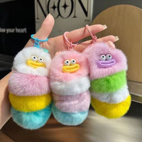 Cute Caterpillar Plush Keychain for Car Keys and Bags
