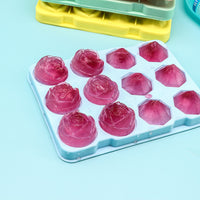 2-in-1 Rose and Diamond Shape Ice Cube Tray with Lid, Silicone Ice Mold for Freezer
