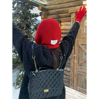 Women's Winter Balaclava Hat Scarf Set - Warm Knitted Hooded Neck Warmer