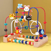 Montessori Wooden Bead Maze and Stacking Blocks Toy for Toddlers