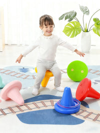 Unicorn Stool Sensory Training Equipment for Kids - Balance and Focus Exercise Single-Leg Stool with Ring Toss Toy